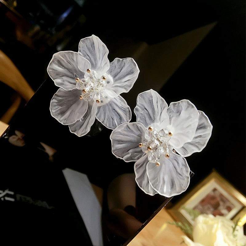Flower Earrings for Women 2022 New Cute Sweet Acrylic Big Floral Earring Trendy Jewelry