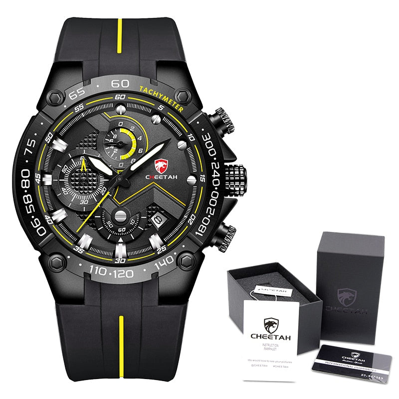 CHEETAH Mens Luxury Brand Big Dial Watch Men Waterproof  Chronograph