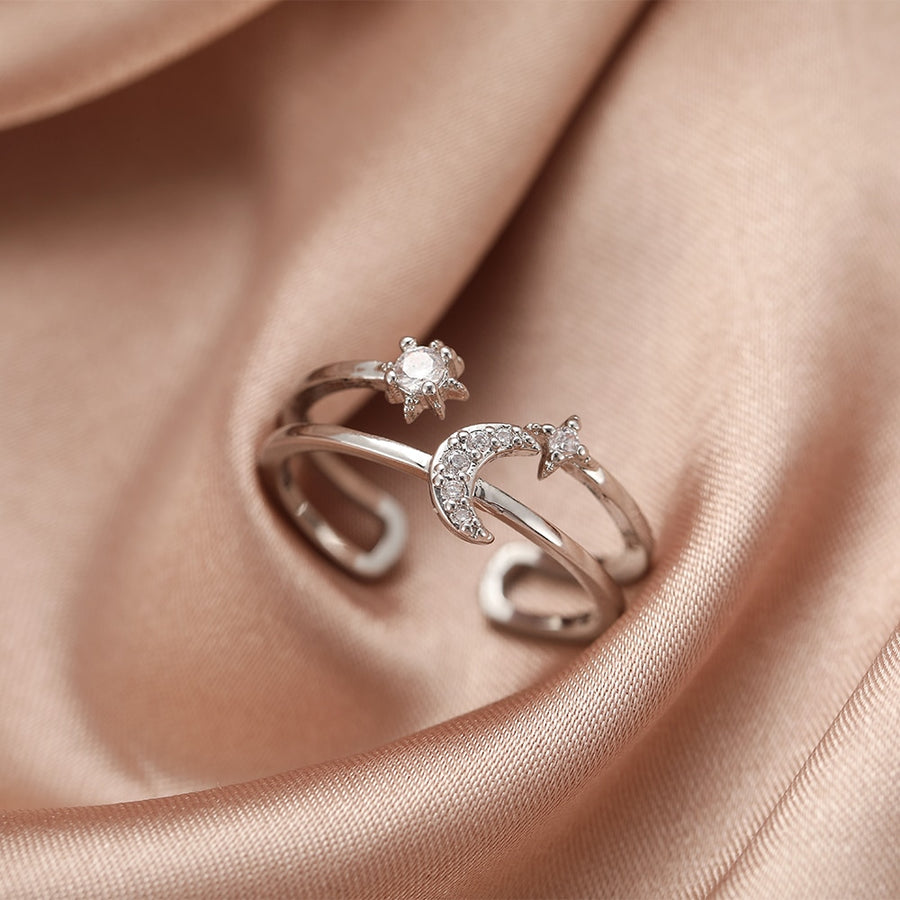 17KM Hiphop Gold Color Chain Rings Set For Women