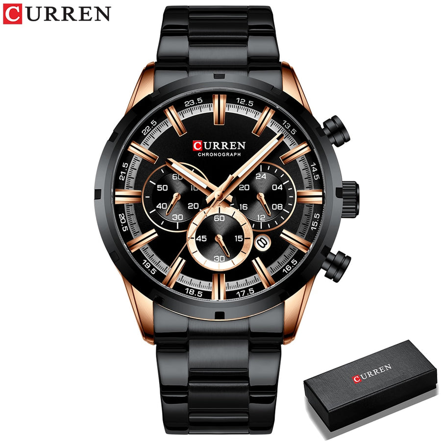 Curren Blue Dial Stainless Steel  Mens Business Male Watches Waterproof