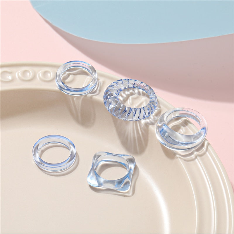 17KM Hiphop Gold Color Chain Rings Set For Women