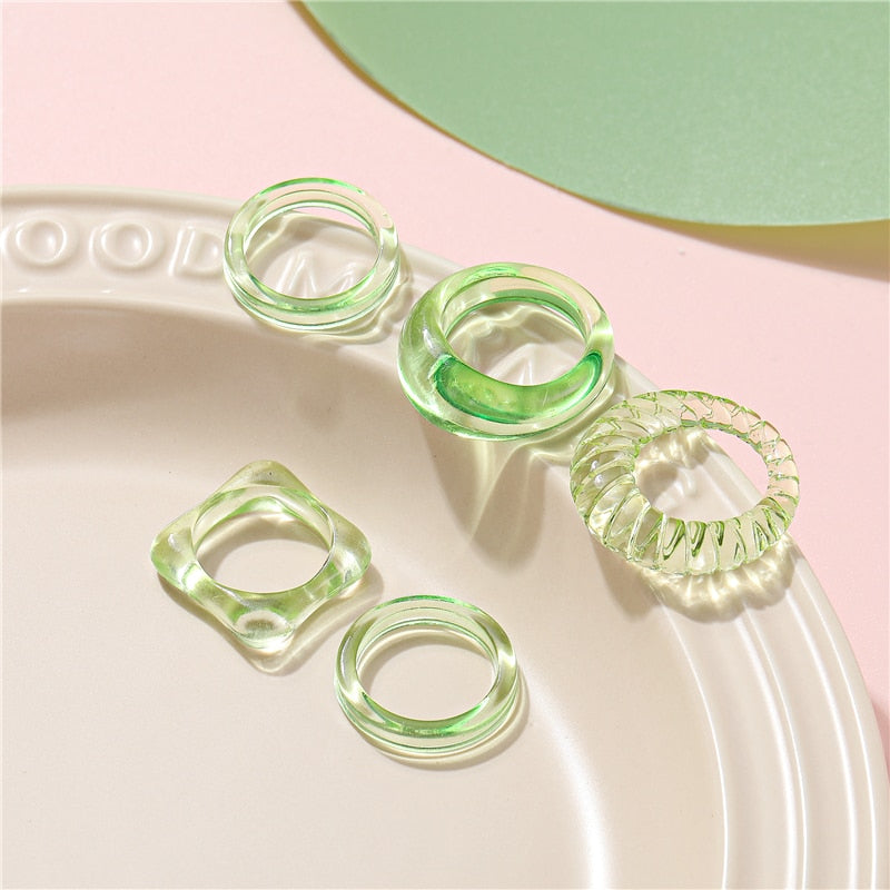 17KM Hiphop Gold Color Chain Rings Set For Women