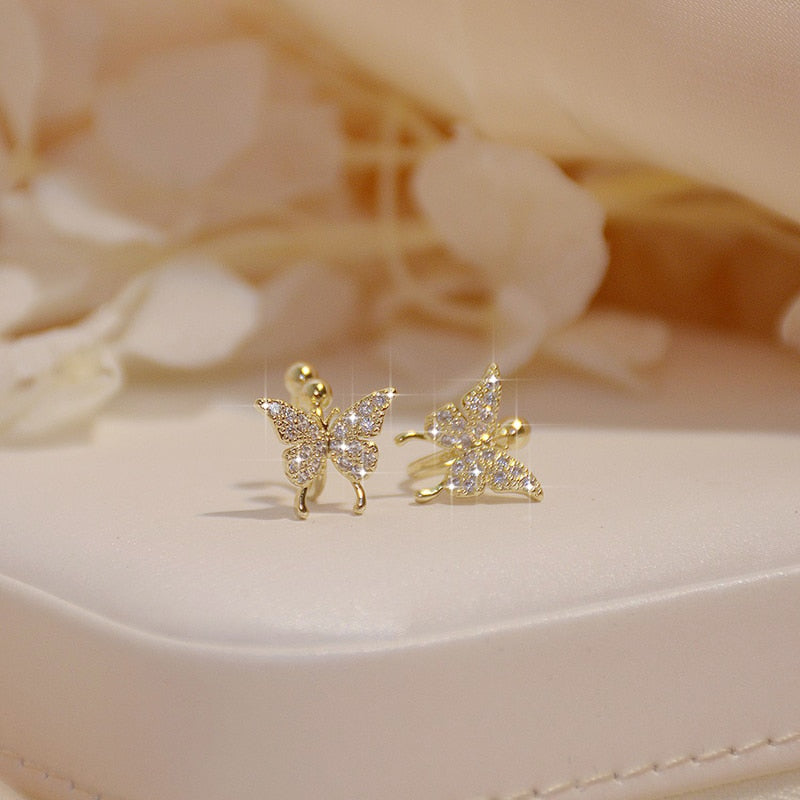14k Real Gold plated Micro-Inlaid Zircon Butterfly Earring for Women