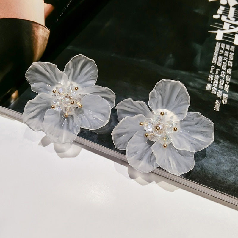 Flower Earrings for Women 2022 New Cute Sweet Acrylic Big Floral Earring Trendy Jewelry