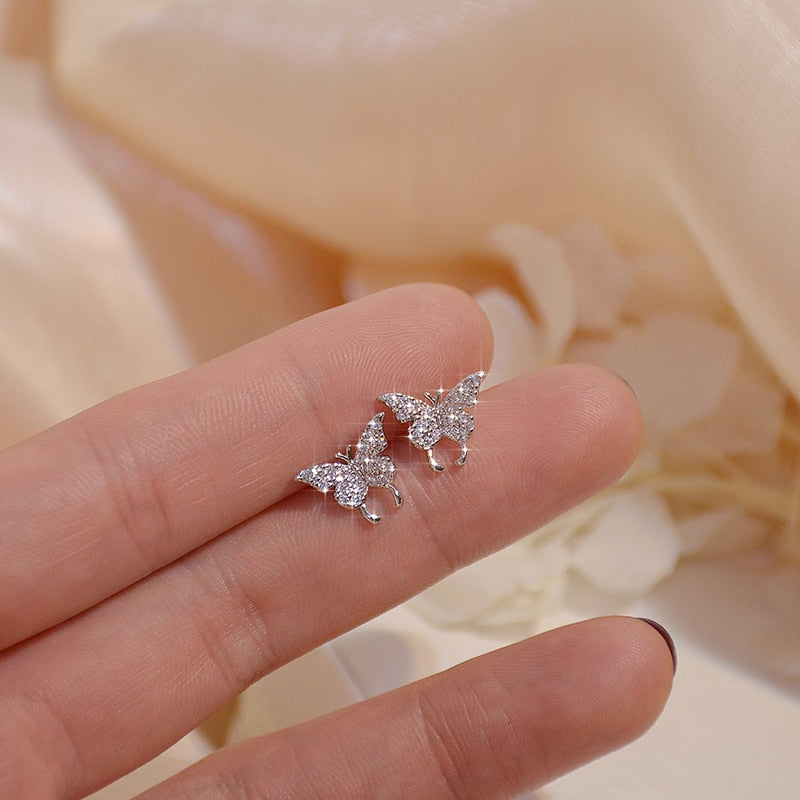14k Real Gold plated Micro-Inlaid Zircon Butterfly Earring for Women