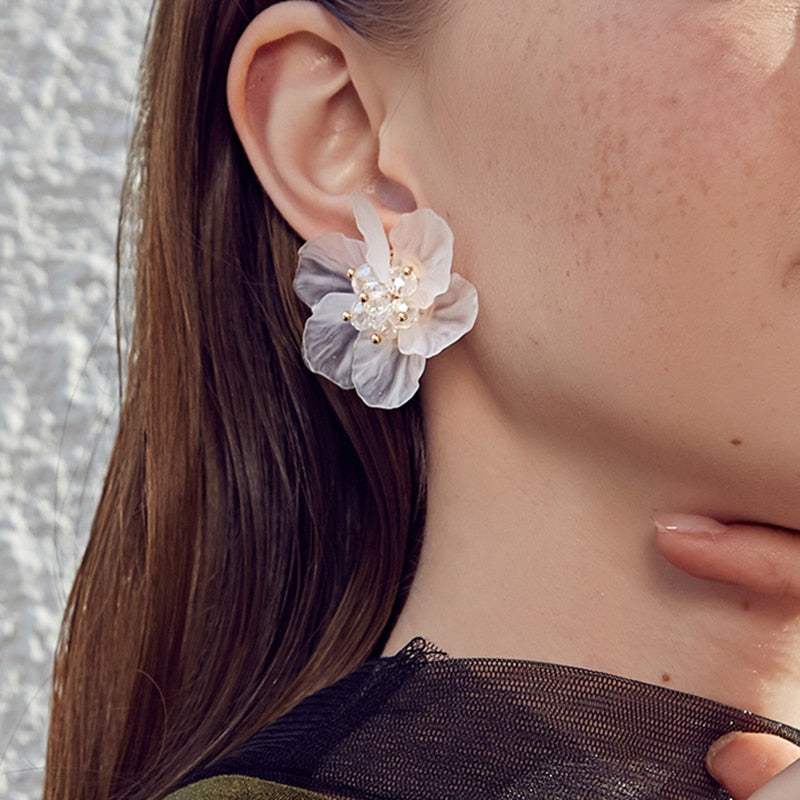 Flower Earrings for Women 2022 New Cute Sweet Acrylic Big Floral Earring Trendy Jewelry