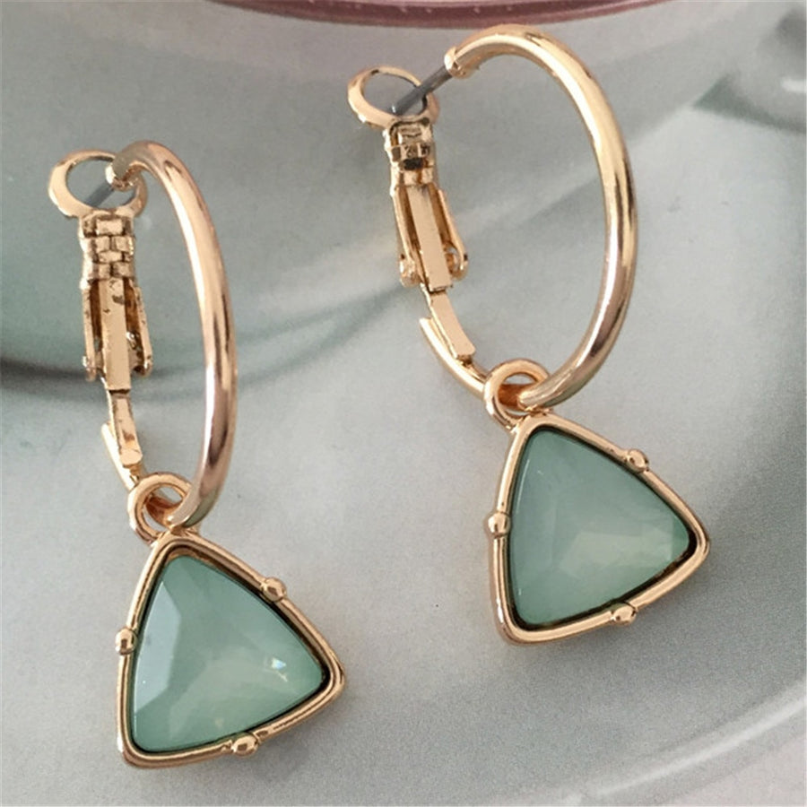 Women Triangle Stone Pendant Earrings