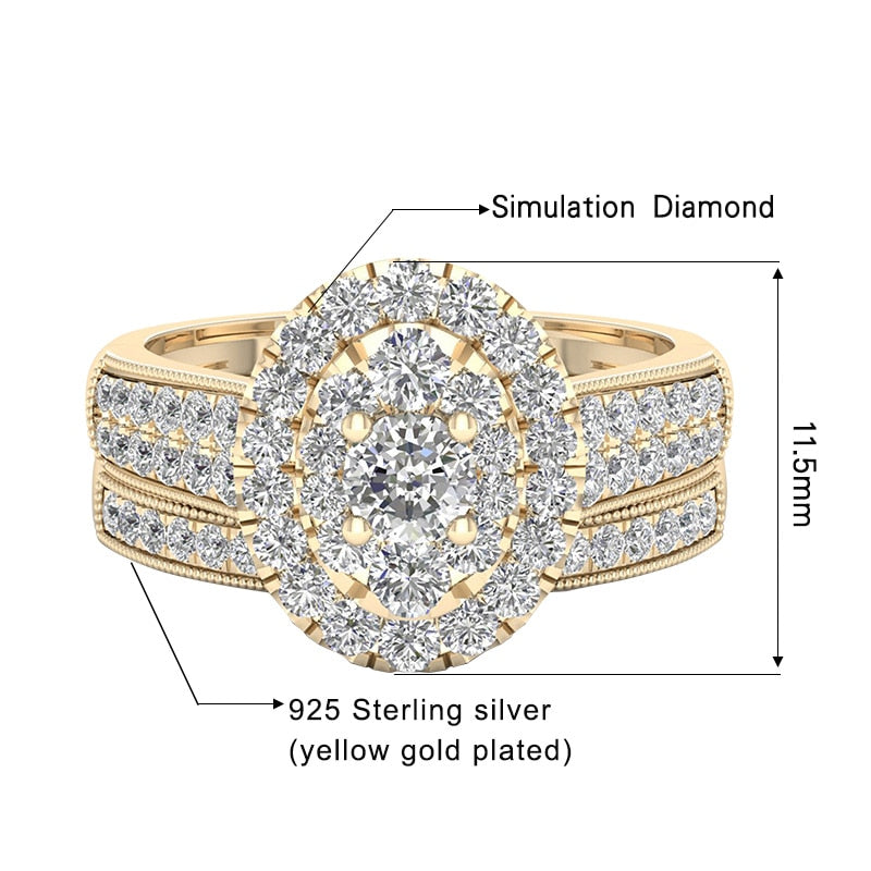 Cubic Zirconia  For Women Solid 925 Sterling Silver Gold Plated