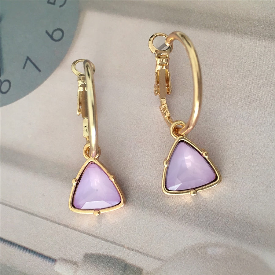 Women Triangle Stone Pendant Earrings