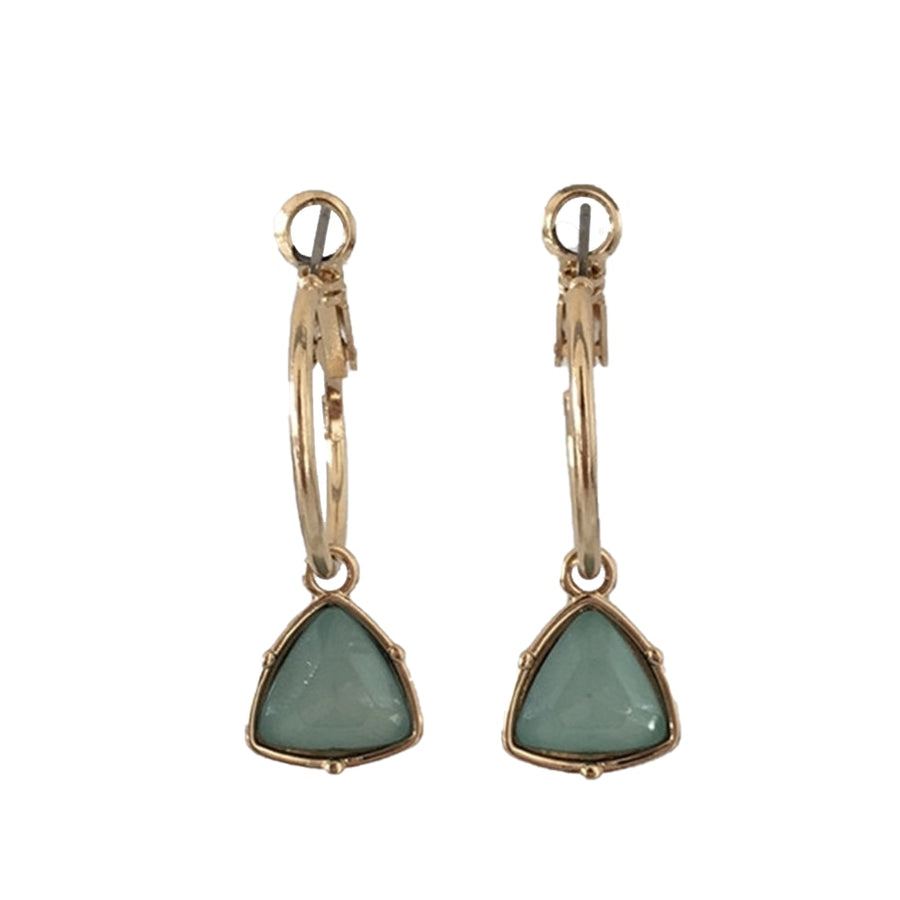 Women Triangle Stone Pendant Earrings