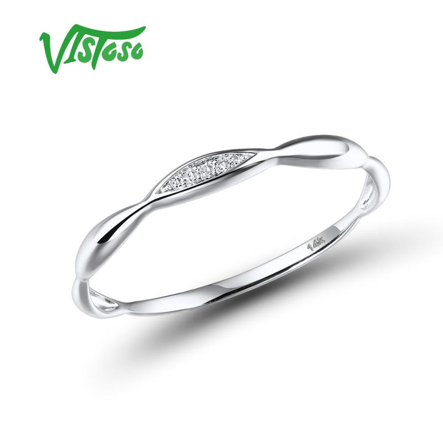 VISTOSO Gold Rings For Women Genuine 14K Yellow/White Gold Ring Shiny Diamond