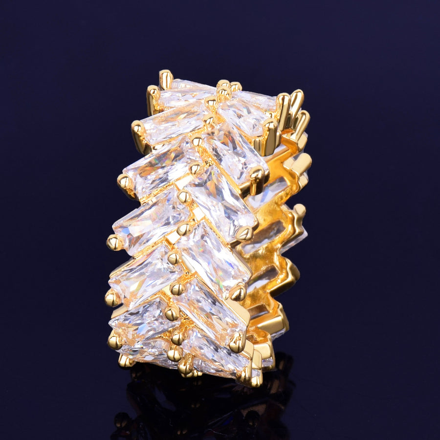 Rings for Men Baguette Couples Real Gold Plated Hip Hop Jewelry 2022 Trend