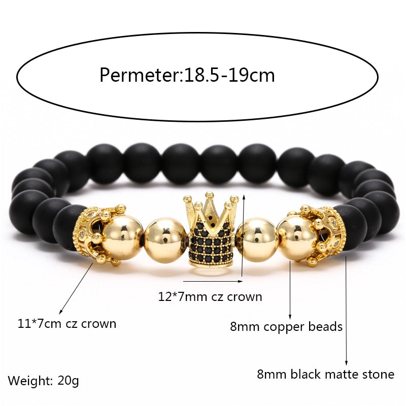 Fashion Micro CZ King crown charm bracelet handmade
