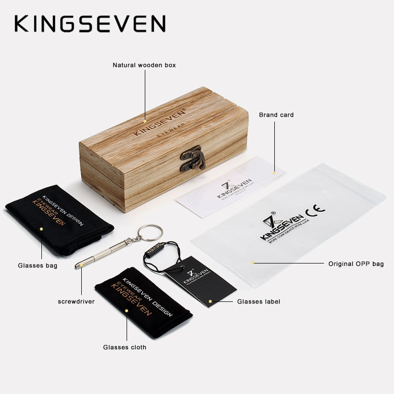 KINGSEVEN Handmade Wood Sunglasses Men Bamboo