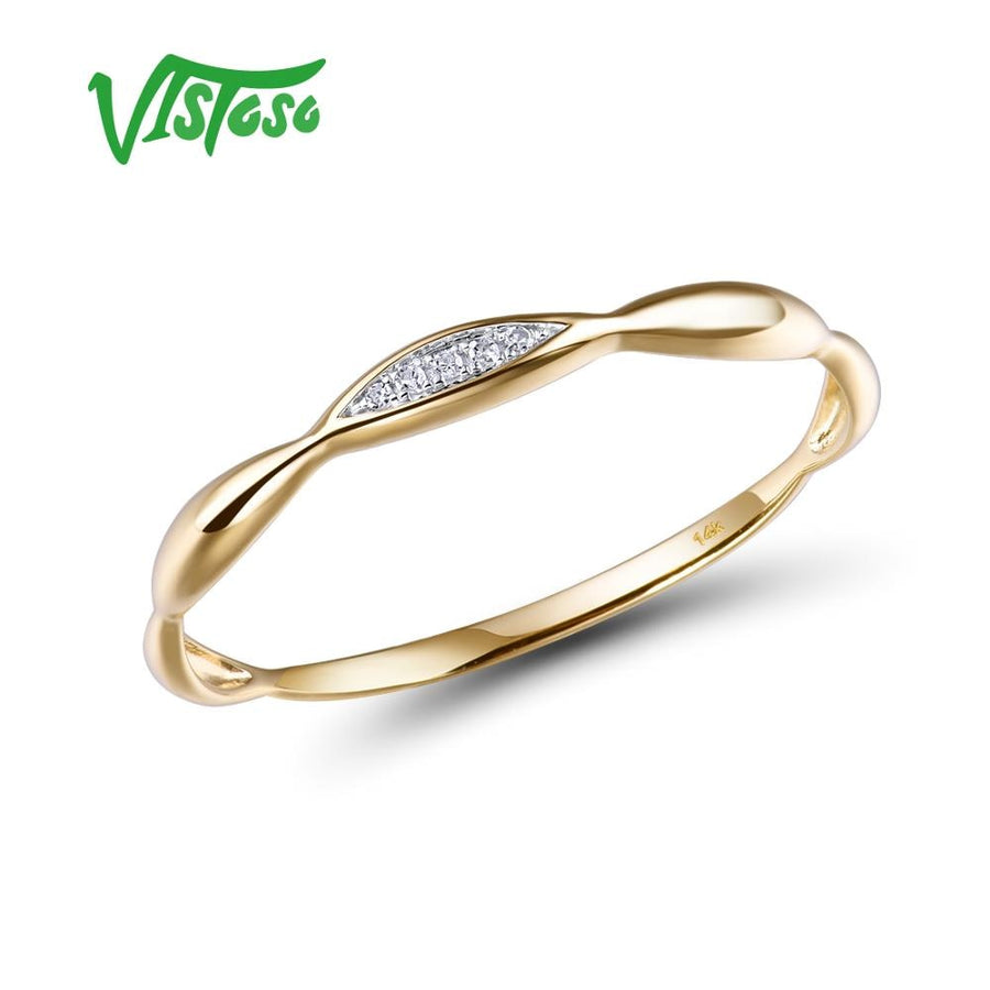 VISTOSO Gold Rings For Women Genuine 14K Yellow/White Gold Ring Shiny Diamond