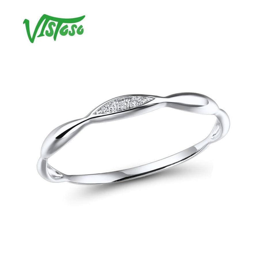 VISTOSO Gold Rings For Women Genuine 14K Yellow/White Gold Ring Shiny Diamond