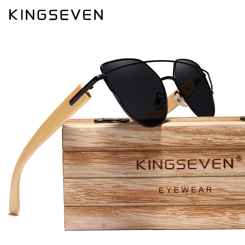 KINGSEVEN Handmade Wood Sunglasses Men Bamboo