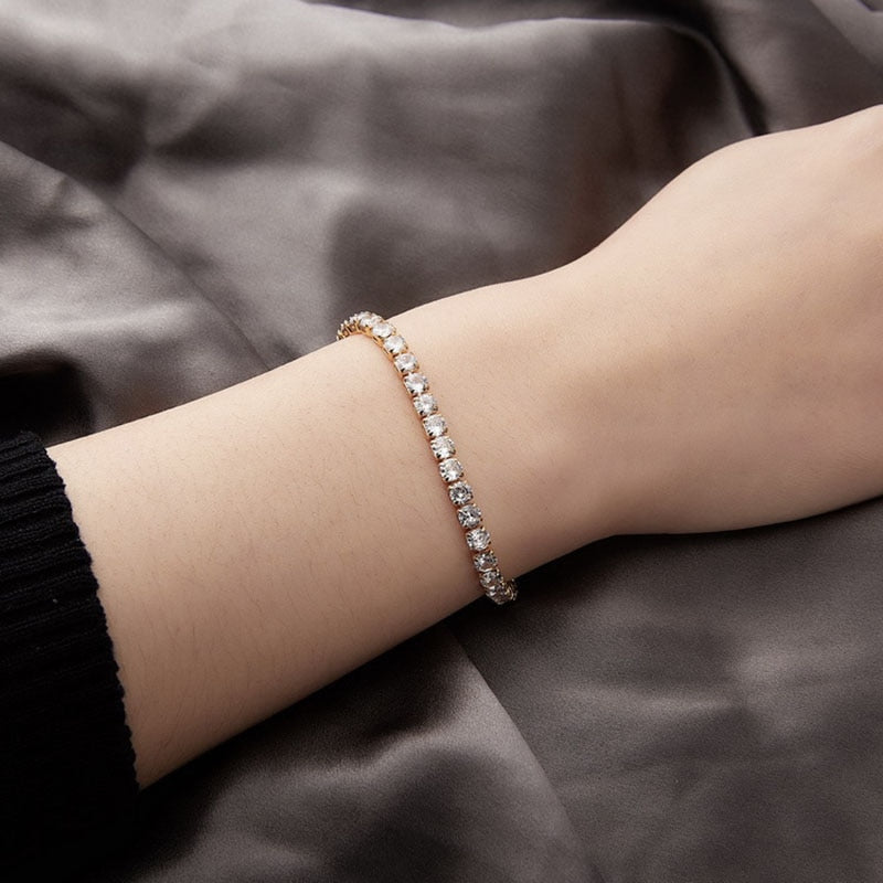Single Row Rhinestones Bracelets For Women