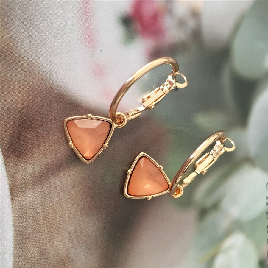 Women Triangle Stone Pendant Earrings