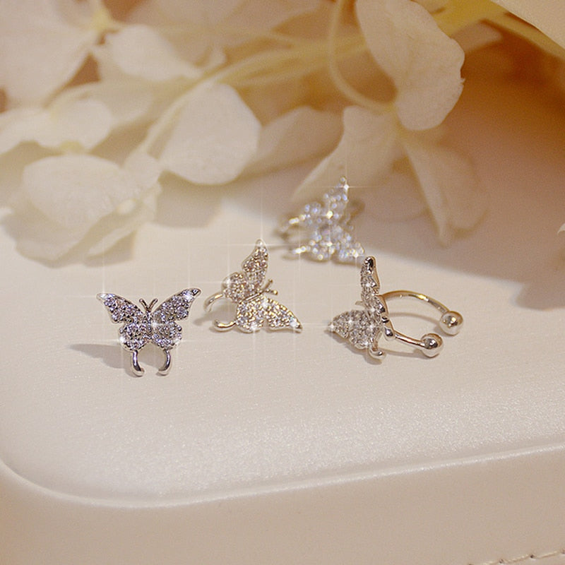 14k Real Gold plated Micro-Inlaid Zircon Butterfly Earring for Women