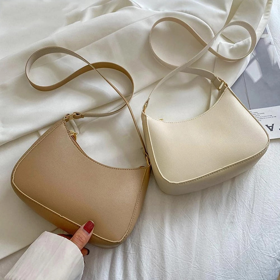 Women Fashion Handbags Retro Solid Color PU Leather