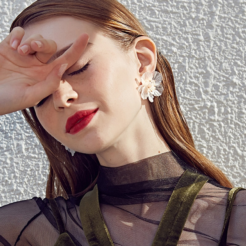Flower Earrings for Women 2022 New Cute Sweet Acrylic Big Floral Earring Trendy Jewelry