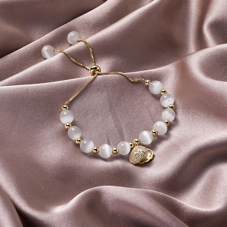 Natural Opal Beads Beaded Copper Inlaid Zircon Shell Pearl