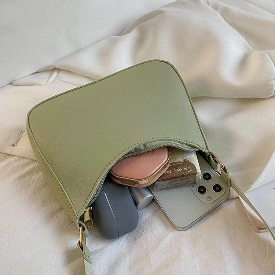 Women Fashion Handbags Retro Solid Color PU Leather