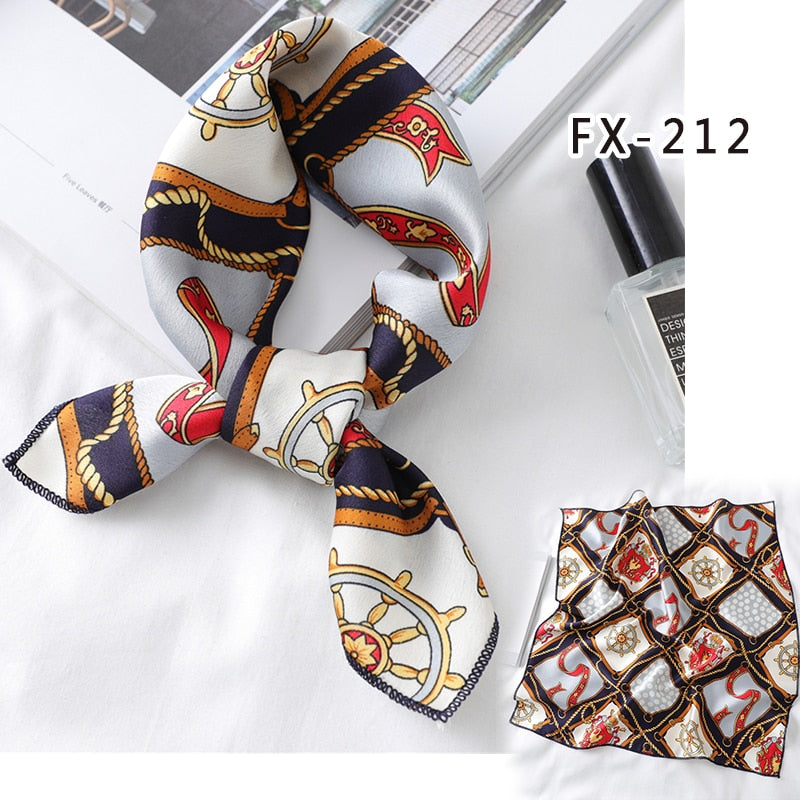 Square Silk Scarf Women Fashion Print Small Neck Scarfs.