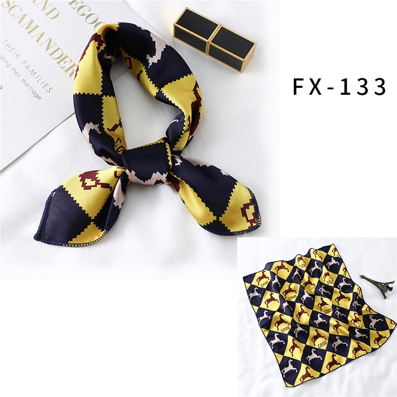 Square Silk Scarf Women Fashion Print Small Neck Scarfs.