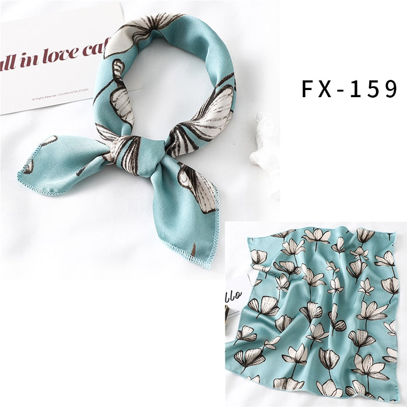 Square Silk Scarf Women Fashion Print Small Neck Scarfs.