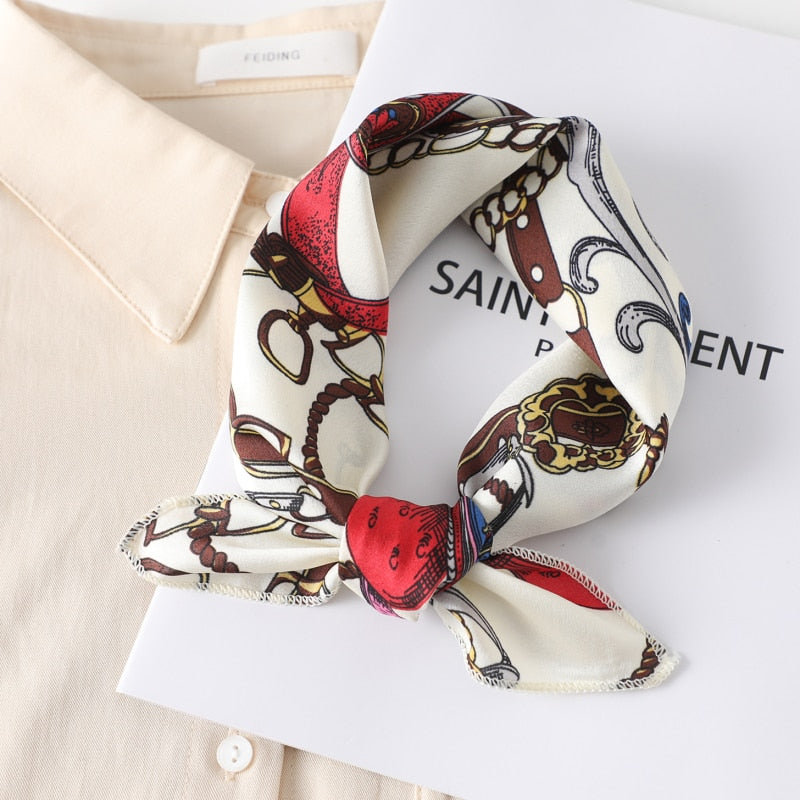Square Silk Scarf Women Fashion Print Small Neck Scarfs.