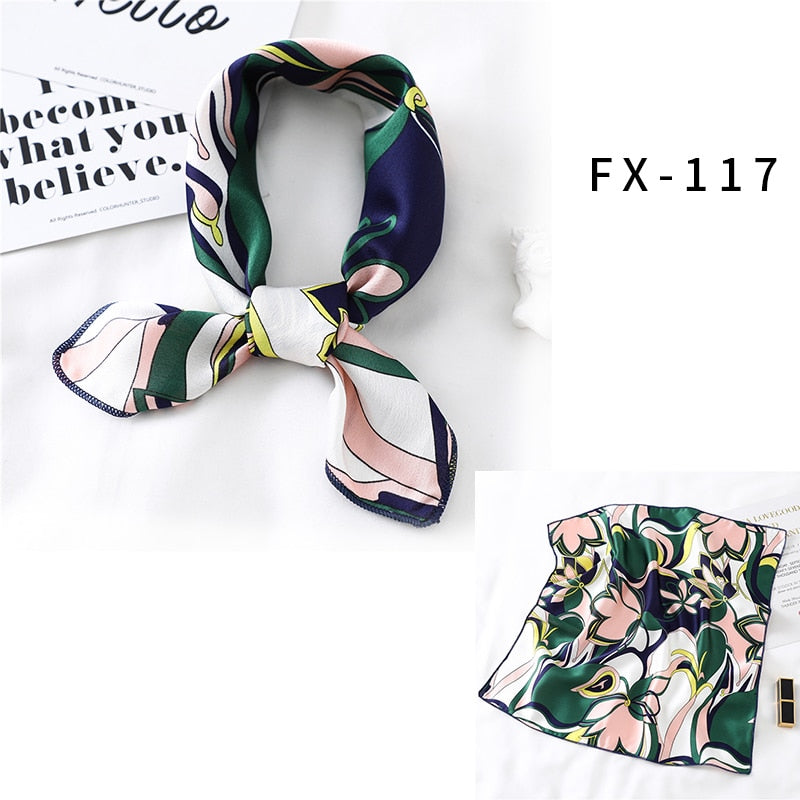 Square Silk Scarf Women Fashion Print Small Neck Scarfs.