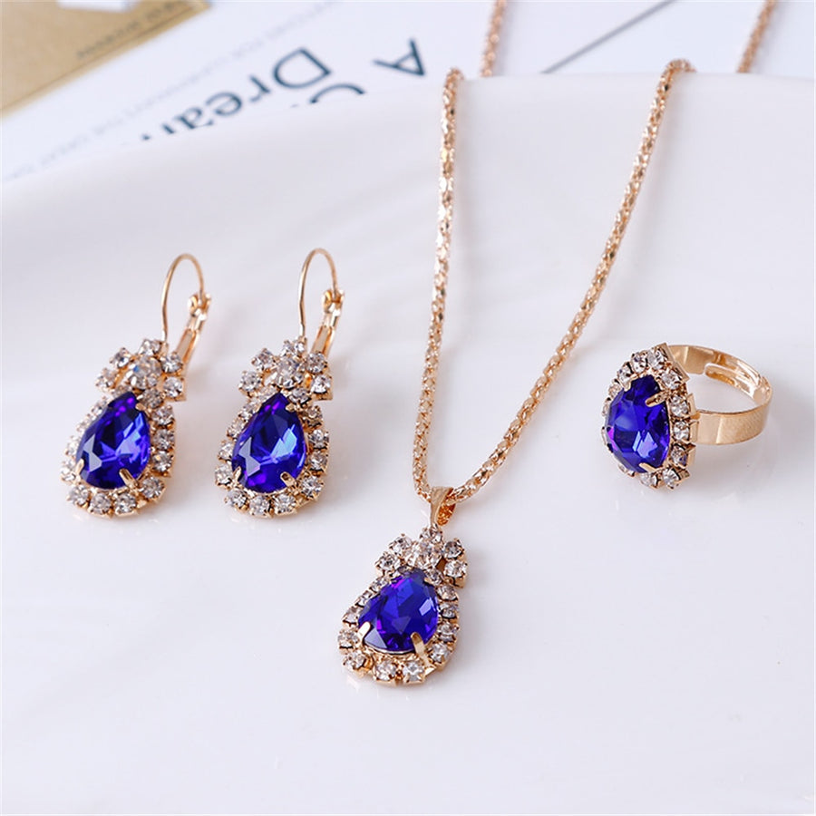 Exquisite Double Heart Necklace Earrings Bracelet Jewelry Set