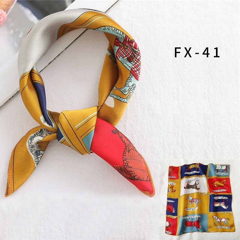 Square Silk Scarf Women Fashion Print Small Neck Scarfs.