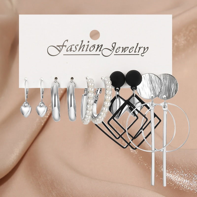17KM Pearl Twist Hoop Earrings Set Butterfly Acrylic Dangle