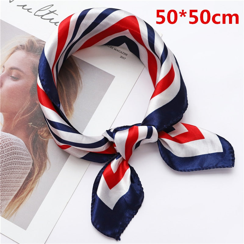 Square Silk Scarf Women Fashion Print Small Neck Scarfs.