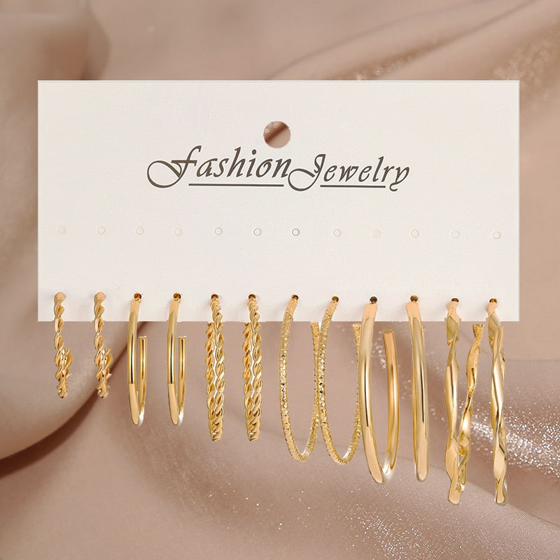 17KM Pearl Twist Hoop Earrings Set Butterfly Acrylic Dangle