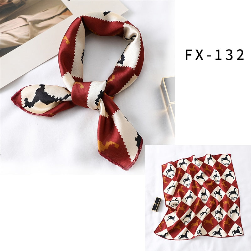 Square Silk Scarf Women Fashion Print Small Neck Scarfs.
