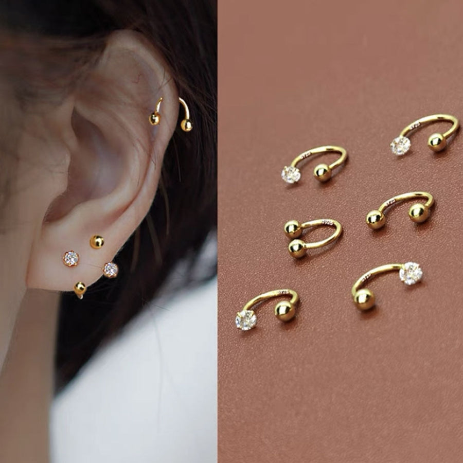 1PC Stainless Steel Fashion Crystal CZ Hoop