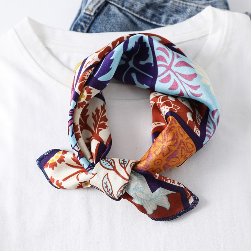 Square Silk Scarf Women Fashion Print Small Neck Scarfs.