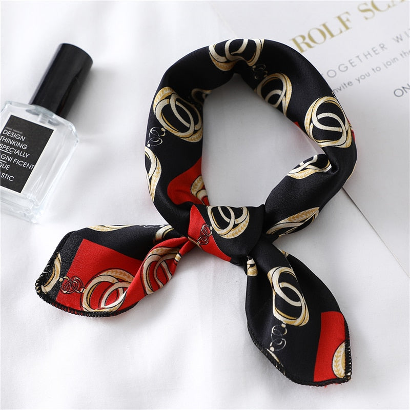 Square Silk Scarf Women Fashion Print Small Neck Scarfs.