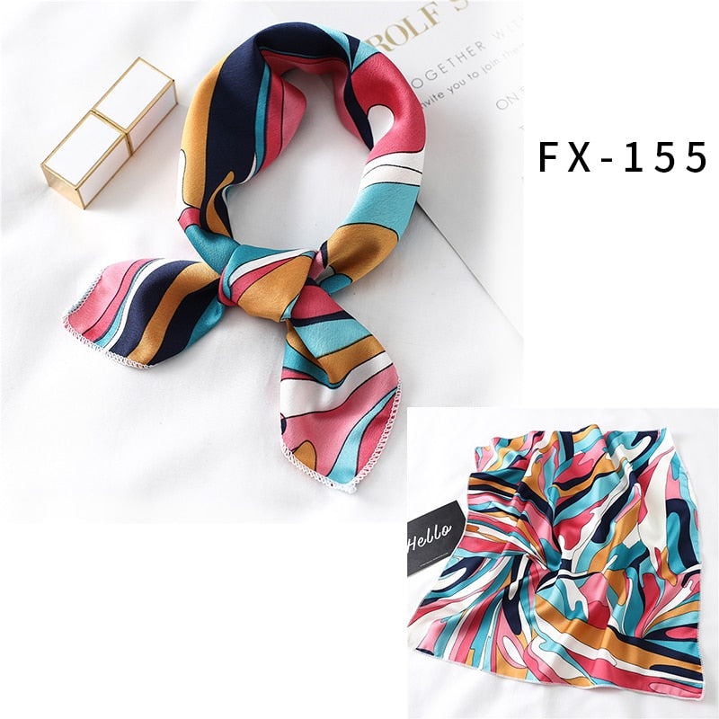 Square Silk Scarf Women Fashion Print Small Neck Scarfs.