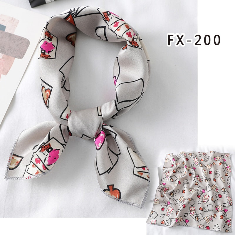 Square Silk Scarf Women Fashion Print Small Neck Scarfs.