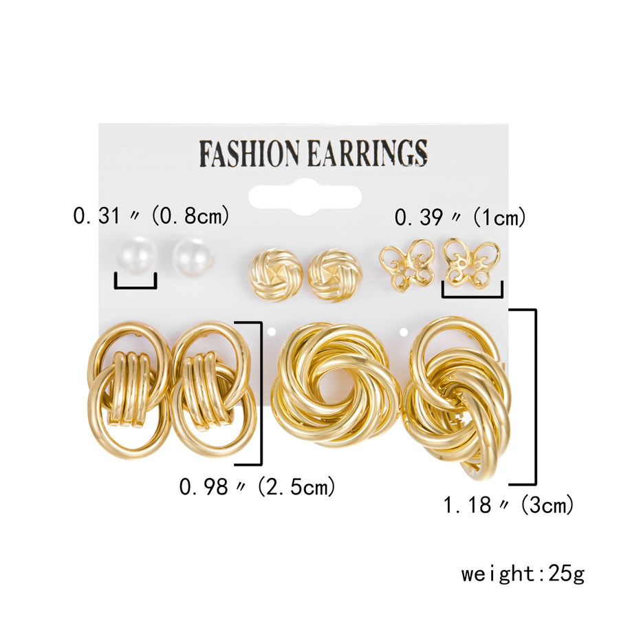 6 Pairs Heart Butterfly Drop Earrings Set