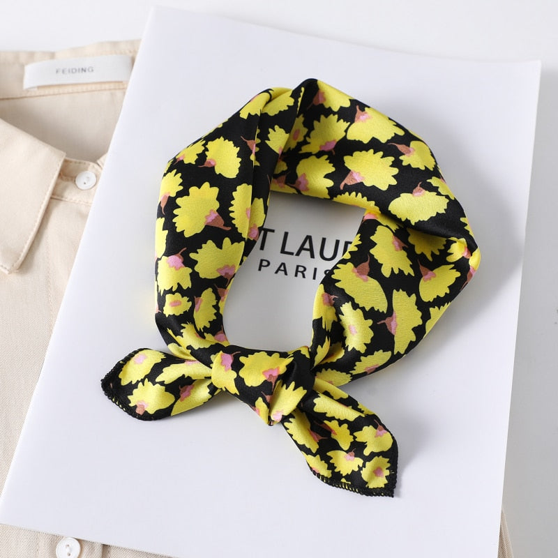 Square Silk Scarf Women Fashion Print Small Neck Scarfs.