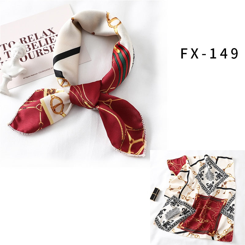 Square Silk Scarf Women Fashion Print Small Neck Scarfs.