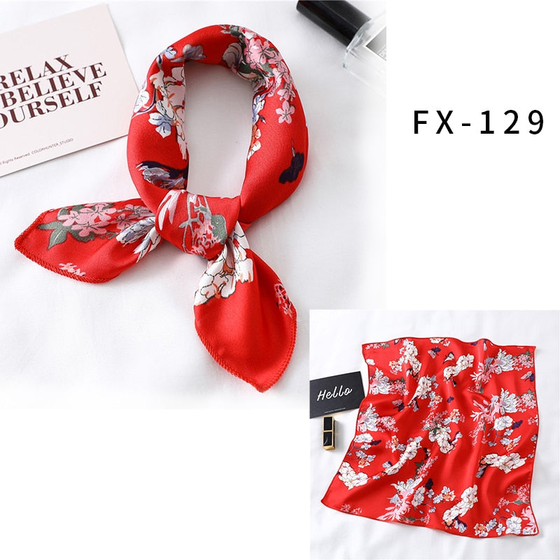 Square Silk Scarf Women Fashion Print Small Neck Scarfs.