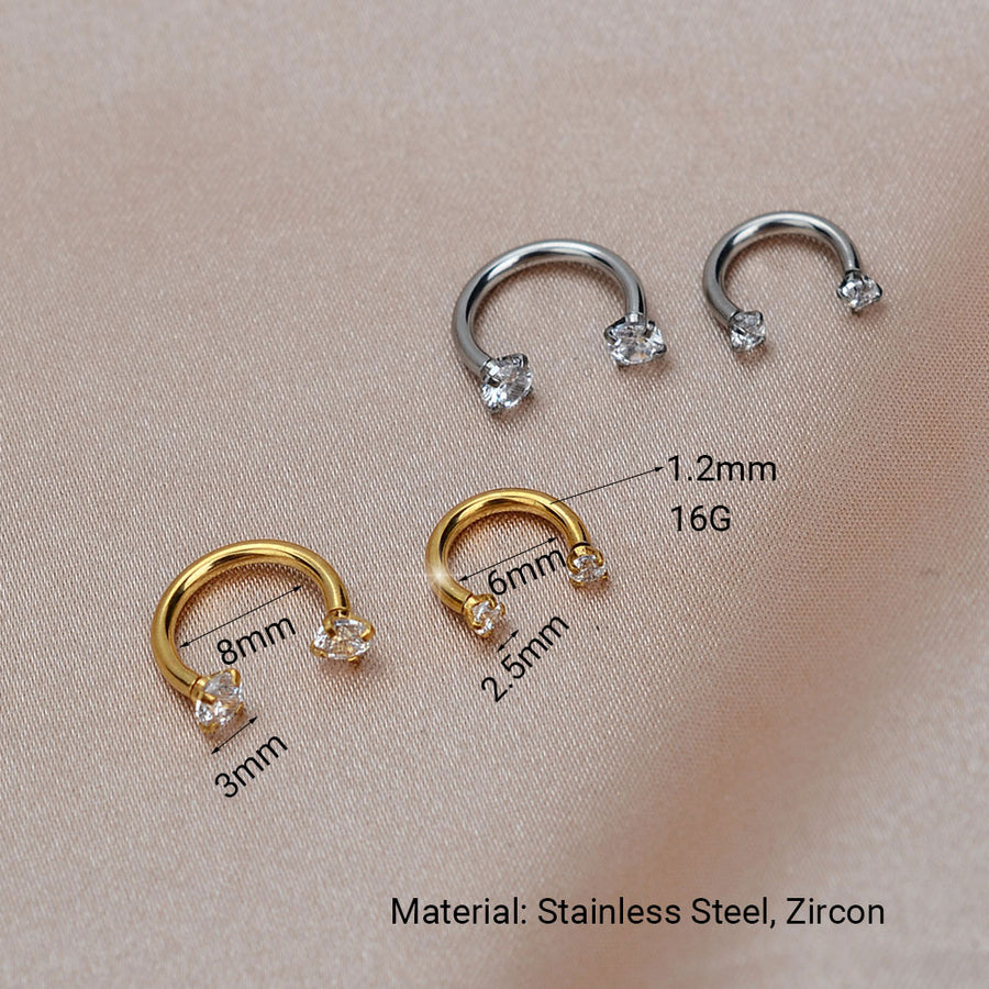 1PC Stainless Steel Fashion Crystal CZ Hoop