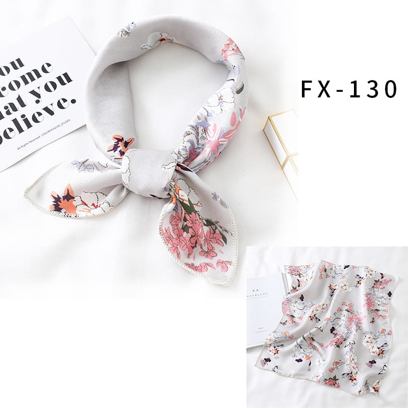 Square Silk Scarf Women Fashion Print Small Neck Scarfs.